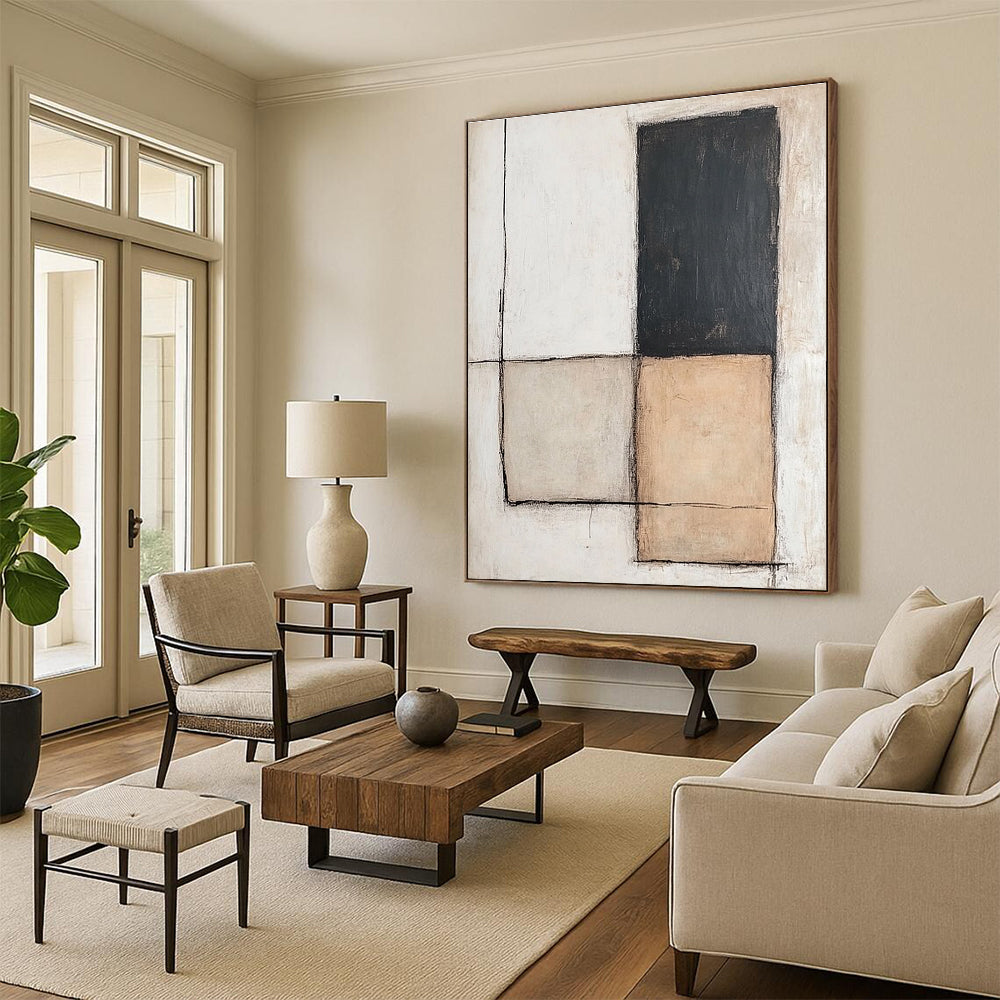 Neutral Toned Geometric Art Abstract Painting for Minimalist Interiors GAB1392