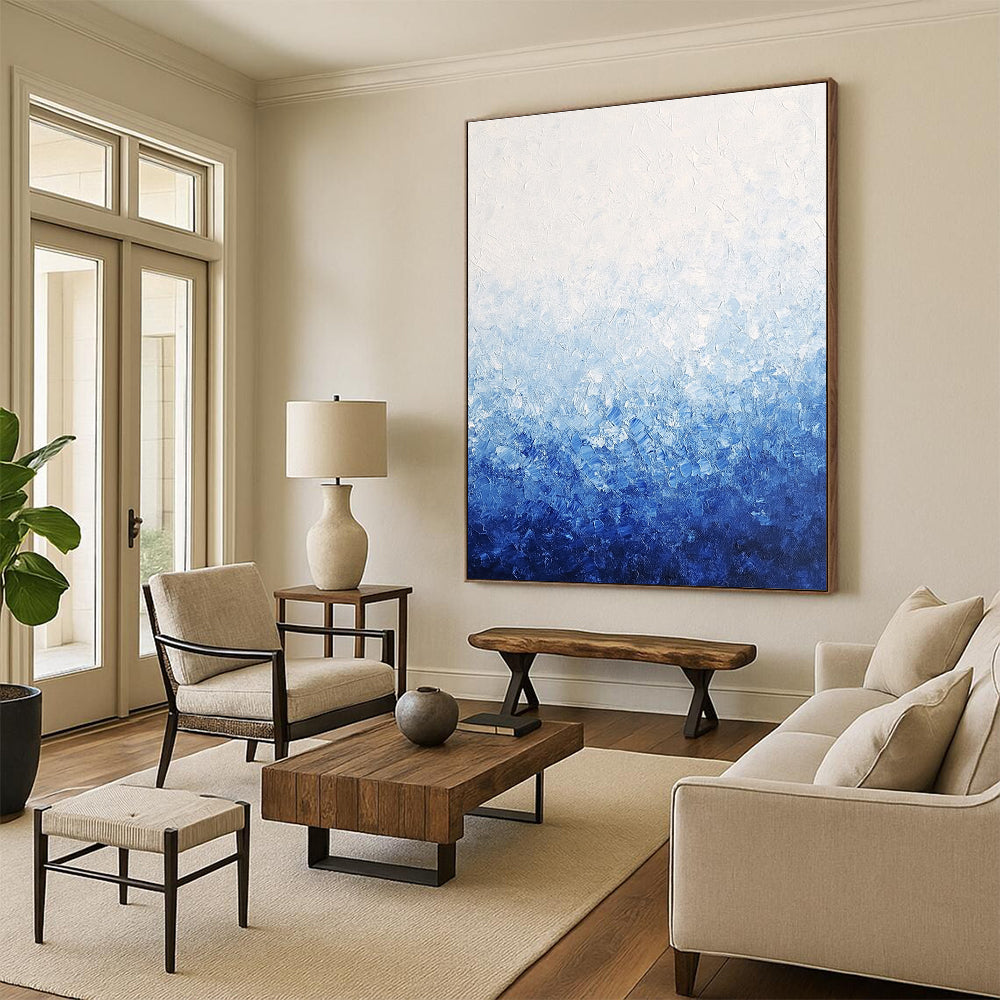 Blue Gradient Abstract Painting with Calming Depth WINK393