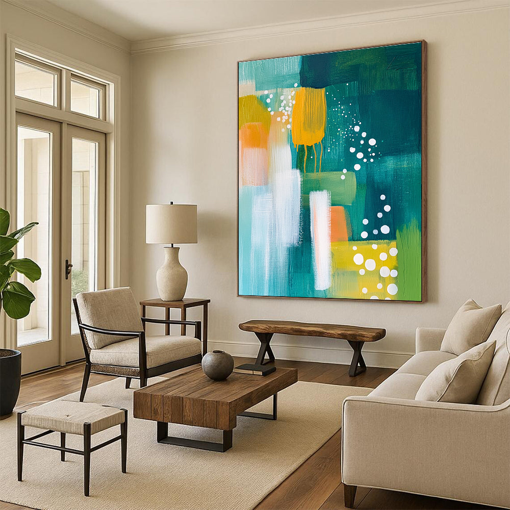 Colorful Bubbles Abstract Painting for Playful Cafes GAB1083