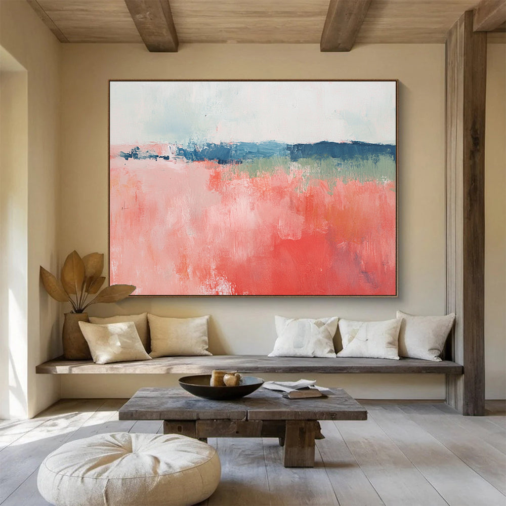 Pink - Blue Abstract Field Painting ABS216