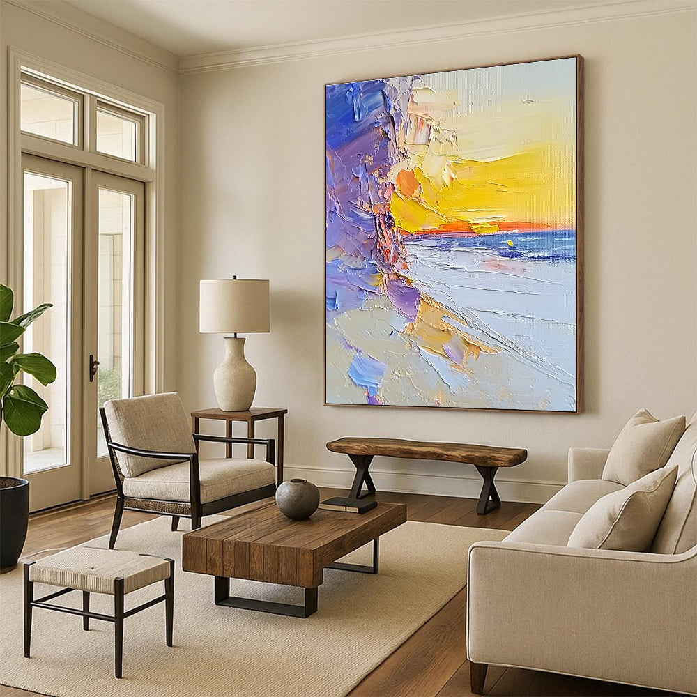 Colorful Beach Sunset - Vibrant Coastal Abstract Painting GAB0633