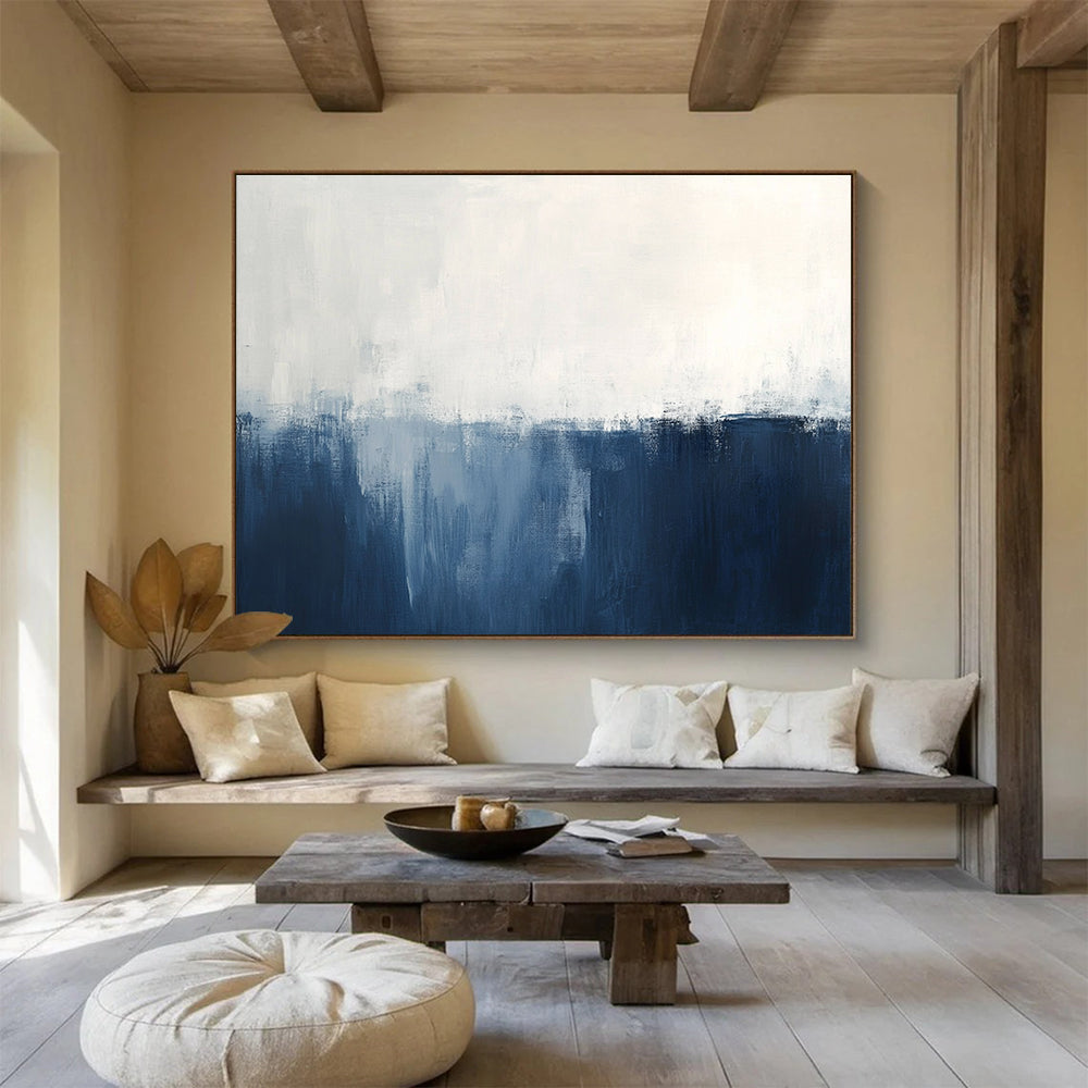 Blue - White Abstract Horizon Painting ABS188