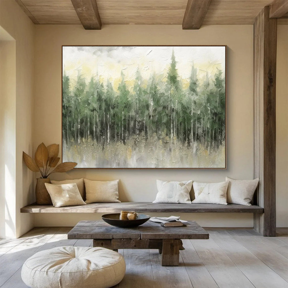 Misty Forest Abstract Painting for Enchanting Retreats YHT064