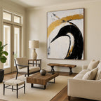 Black Bird with Gold Highlights - Edgy Figurative Abstract Art GAB0437