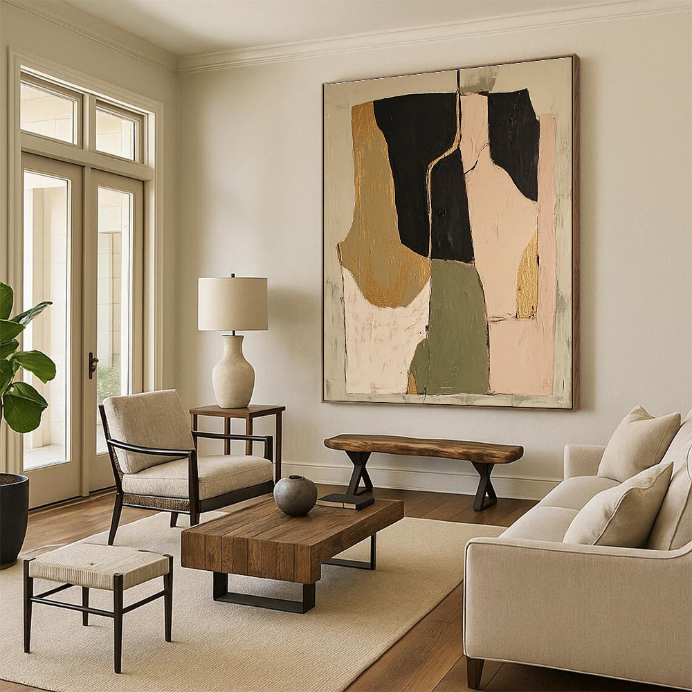 Gold - Accented Abstract Painting for Luxury - Styled Home Offices GAB0969