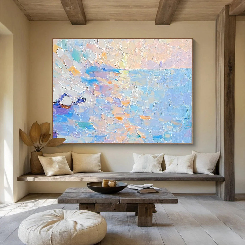 Colorful Sea Abstract Painting with Pointillist - Inspired Brushstrokes ABS278