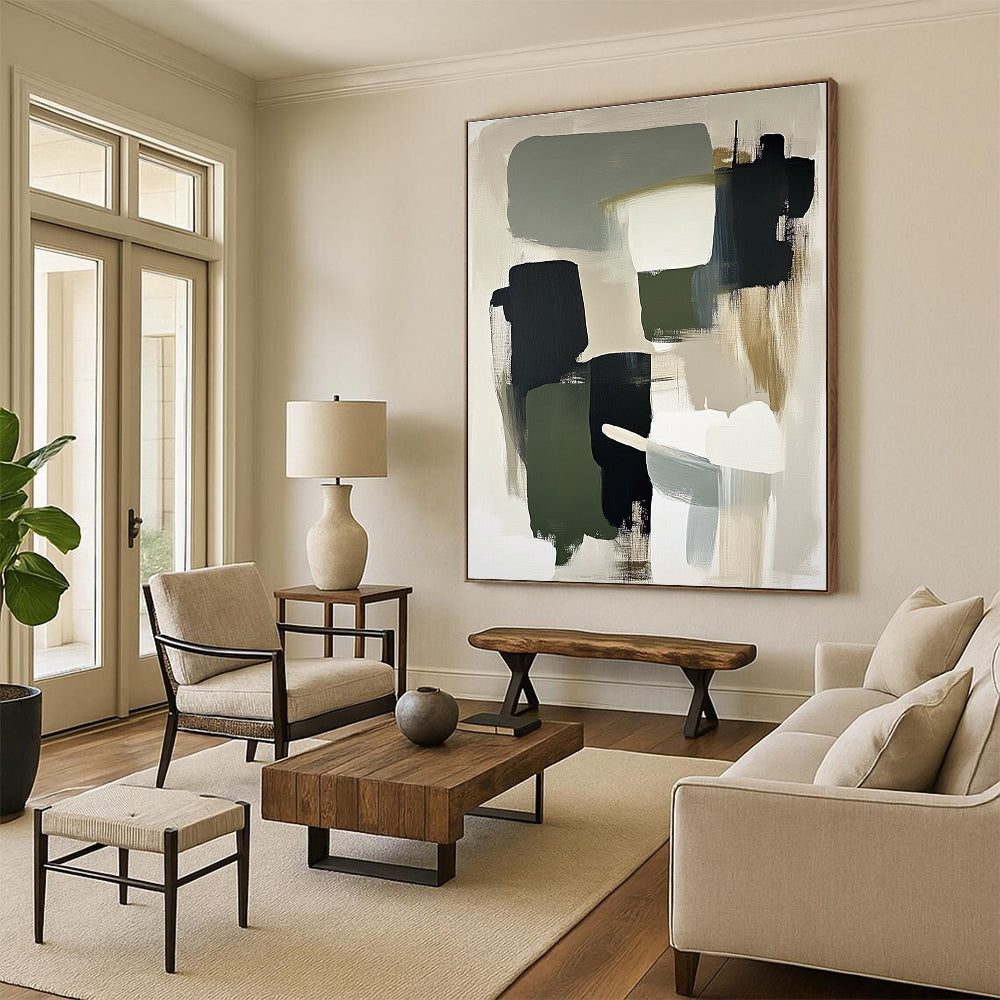 Neutral Tones Abstract Painting for Scandinavian - Inspired Home Offices GAB0923