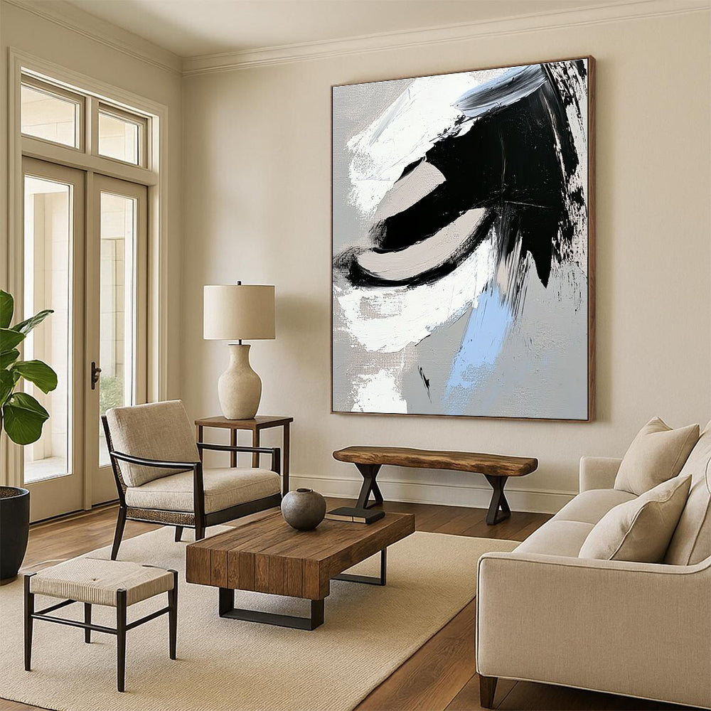 Gray - Blue Accented Abstract Painting with Cool Contrast WINK357