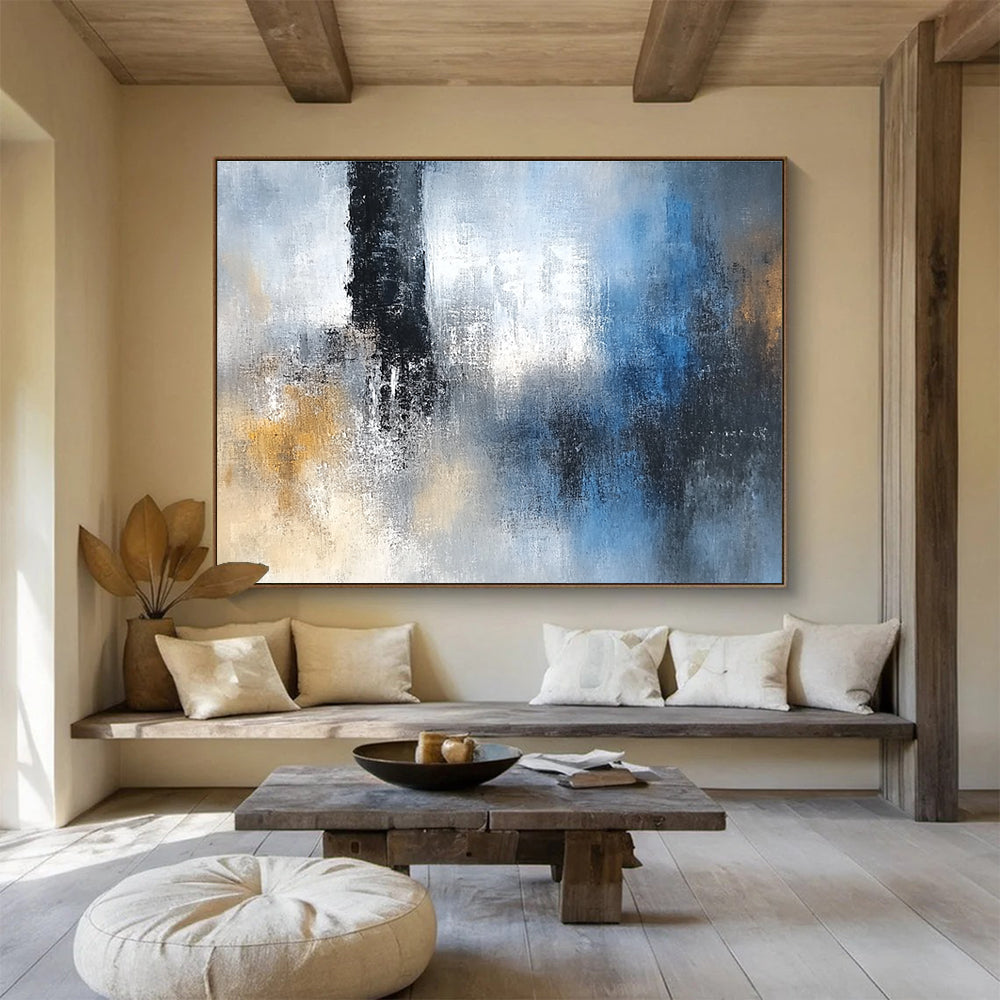 Subtle Gray - Blue Textural Abstract Painting ABS193