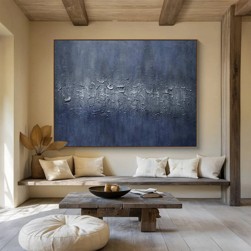 Blue Textured Abstract Painting for Modern Corporate Lounges YHT392