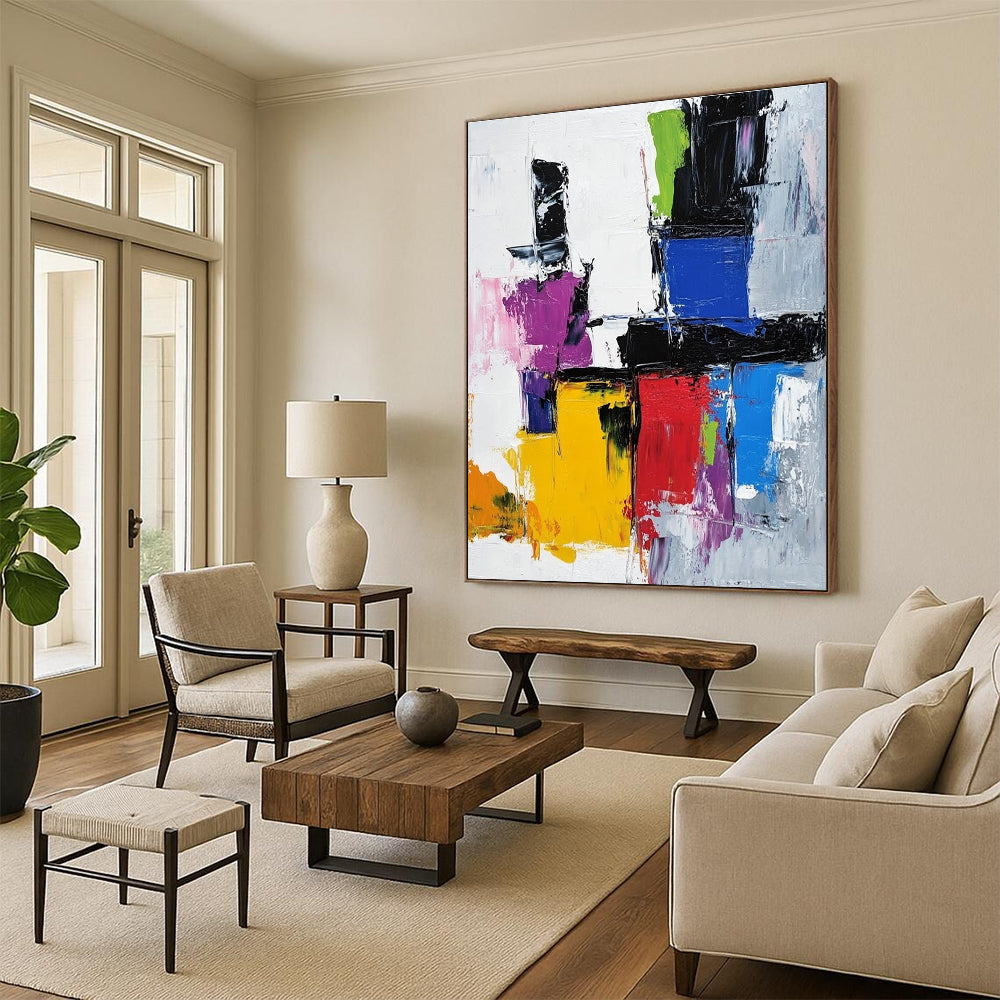 Bold Color Block Abstract Painting with Dynamic Edges WINK627
