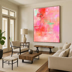 Pink Abstract with Dots Playful Abstract Painting GAB0318