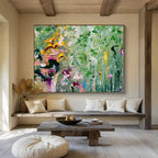 Floral Abstract in Green Painting for Charming Garden Cafes YHT336