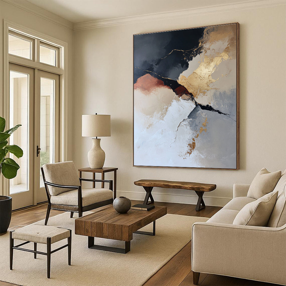 Black Gold Beige Abstract Painting with Timeless Allure WINK466