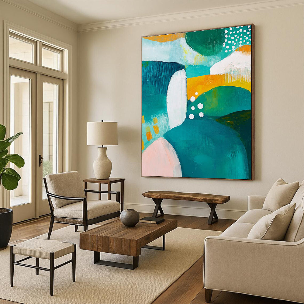 Colorful Abstract Shapes with Dots Abstract Painting with Playful Energy WINK266