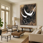 White Bull Silhouette Abstract Painting for Rustic - Chic Ranch Homes GAB1388