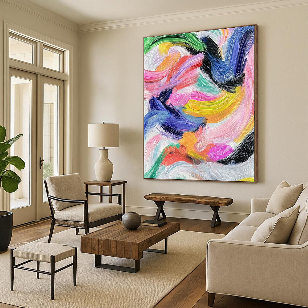 Colorful Swirling Strokes Abstract Painting with Vibrant Energy WINK231