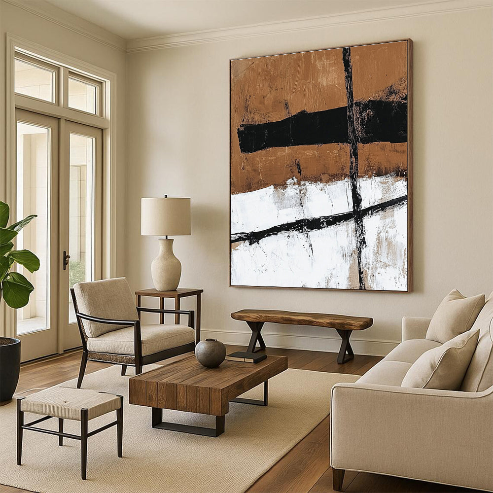 Earthy Tones and Lines Abstract Painting with Rustic Sophistication WINK188