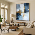 Blue Gray Gold Abstract Painting with Subtle Sophistication WINK524