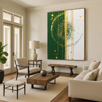 Green and Gold Splatter Bold Abstract Painting GAB0332