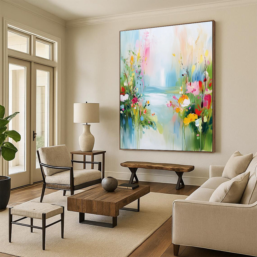 Floral Path Abstract Painting with Vibrant Brushstrokes GAB0007