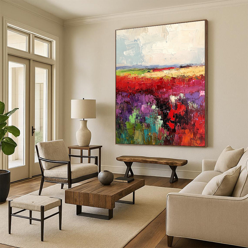 Colorful Fields Abstract - Lively Landscape Art GAB0544