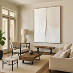 White Textured Shapes Contemporary Abstract Painting for Gallery Walls GAB1514