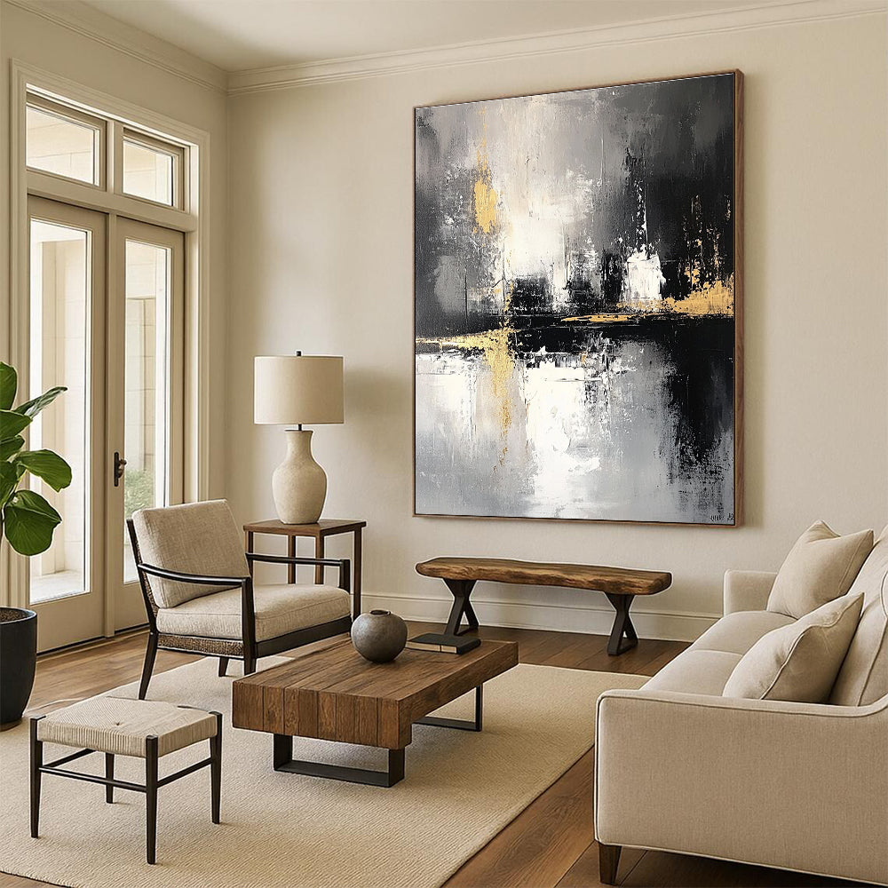 Dark Abstract Cityscape - Moody Urban Abstract Painting GAB0448