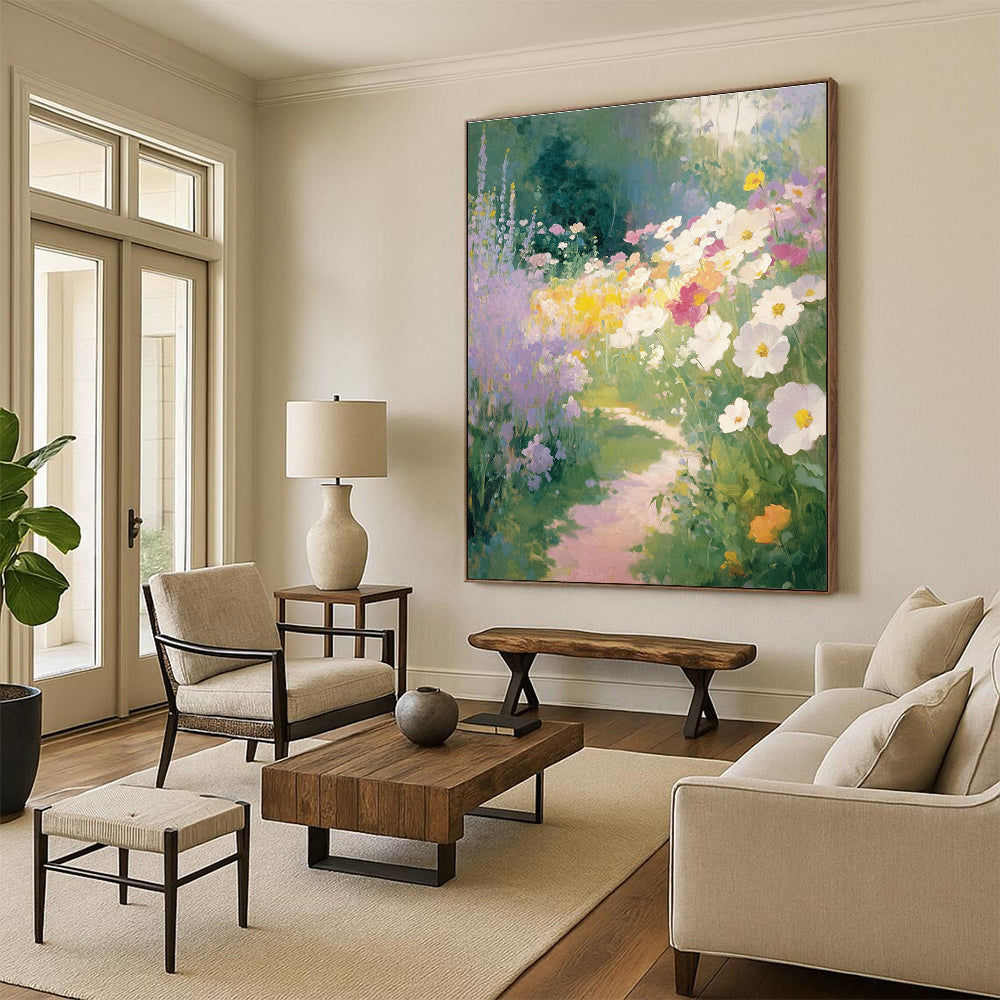 Flower - Filled Garden Path - Romantic Impressionist Art GAB0388