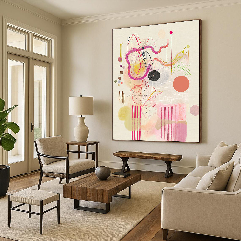 Playful Mixed - Media Abstract Painting for Eclectic Kids’ Playrooms GAB1258