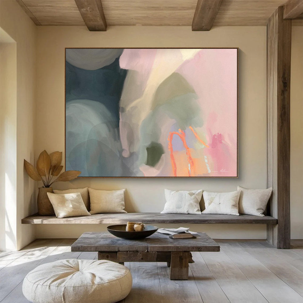 Soft Color Abstract Painting for Bohemian - Style Cafes YHT404