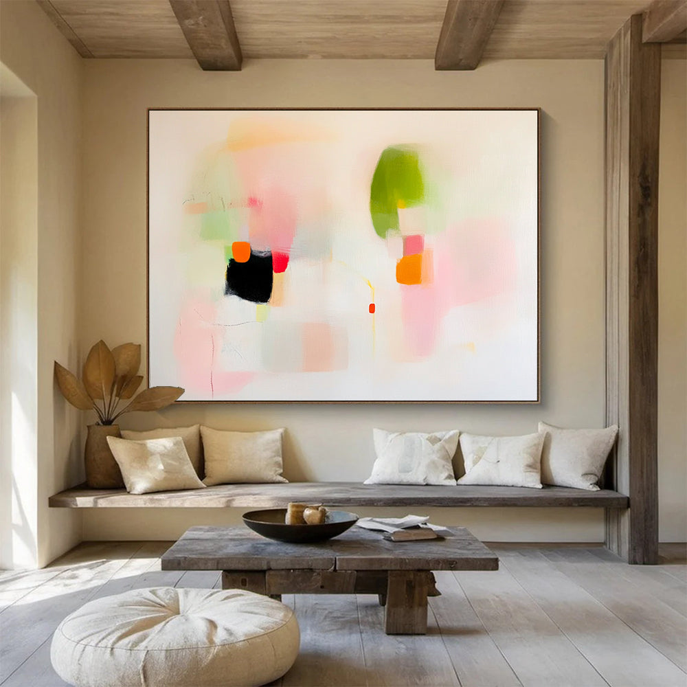 Soft Color Block Abstract Painting with Gentle Playful Forms ABS537