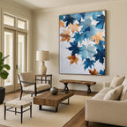 Blue and Gold Leaves Artistic Botanical Abstract Painting GAB0307