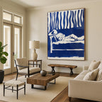 Blue and White Figure Minimalist Abstract Painting GAB0369