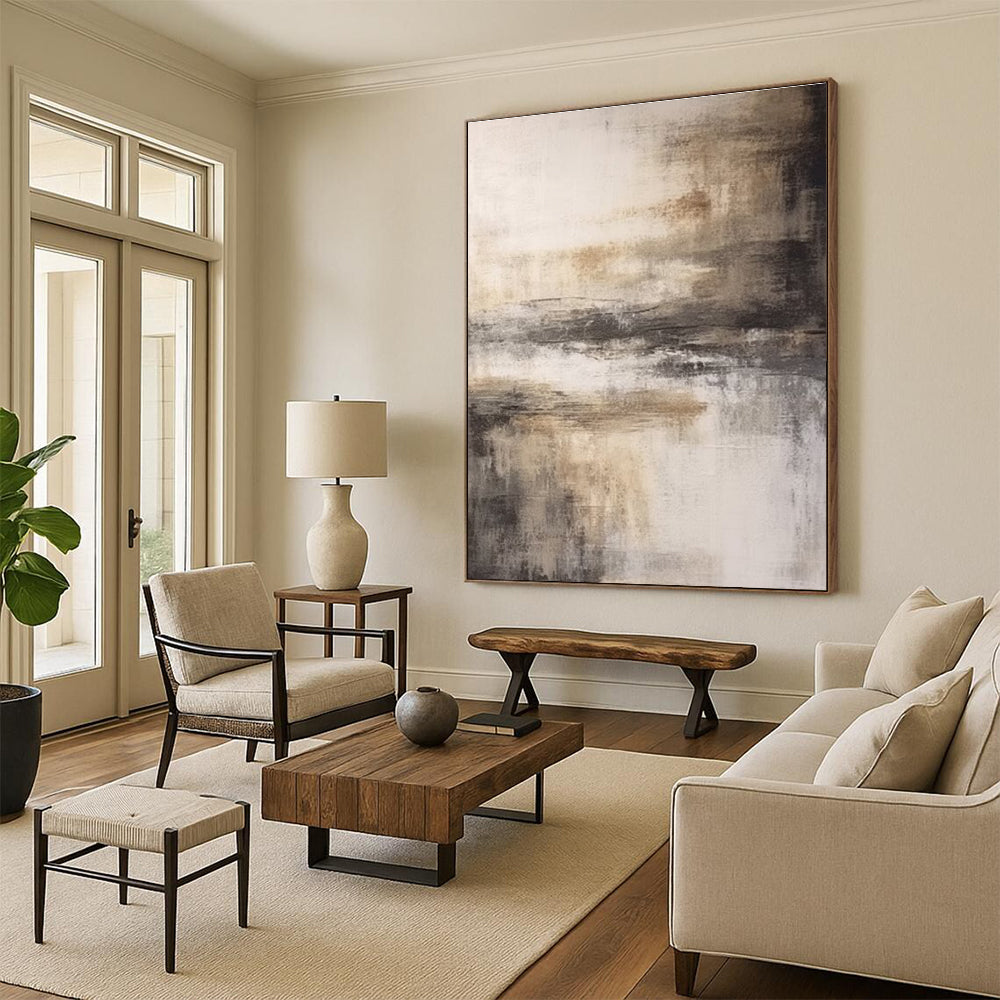 Monochromatic Abstract Landscape Abstract Painting for Nature - Inspired Studies HENG362