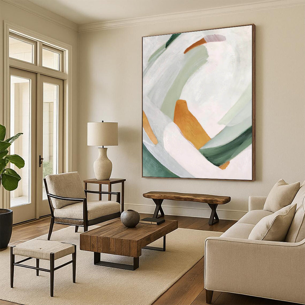 Soft Pastel Abstract Shapes Painting for Whimsical Interiors HENG257