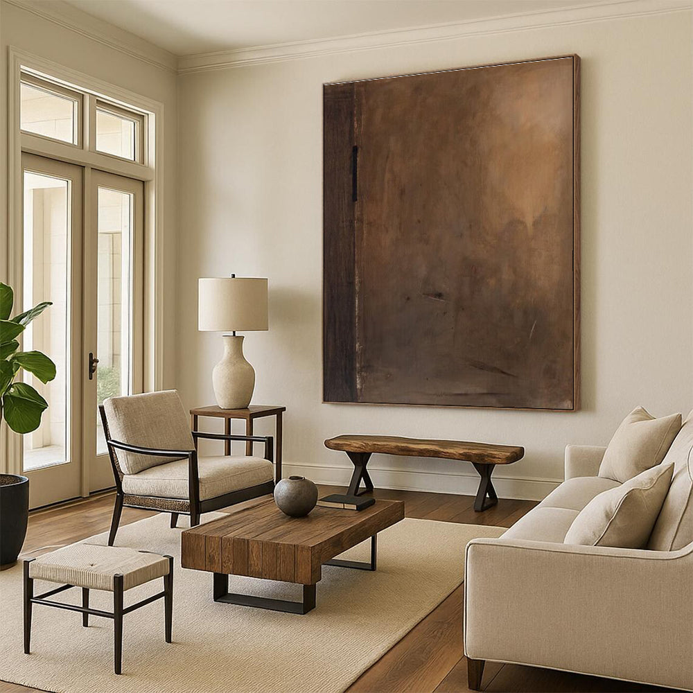 Dark Brown Abstract Composition Painting for Moody Home Theaters HENG514