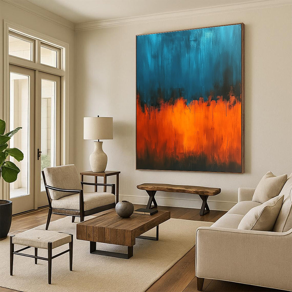 Blue - Orange Abstract Gradient Painting with Bold Contrast WINK388