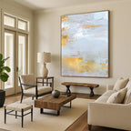 Gold - Accented Light Abstract Painting for Luxury Home Interiors HENG160