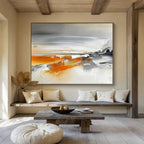 Orange - Gray Landscape Dynamics with Contrasting Hues Abstract Painting ABS316