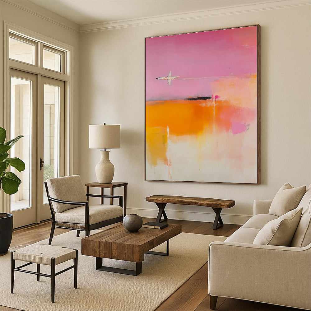 Abstract Plane in Pink Sky Painting for Aviation - Themed Home Offices GAB1221