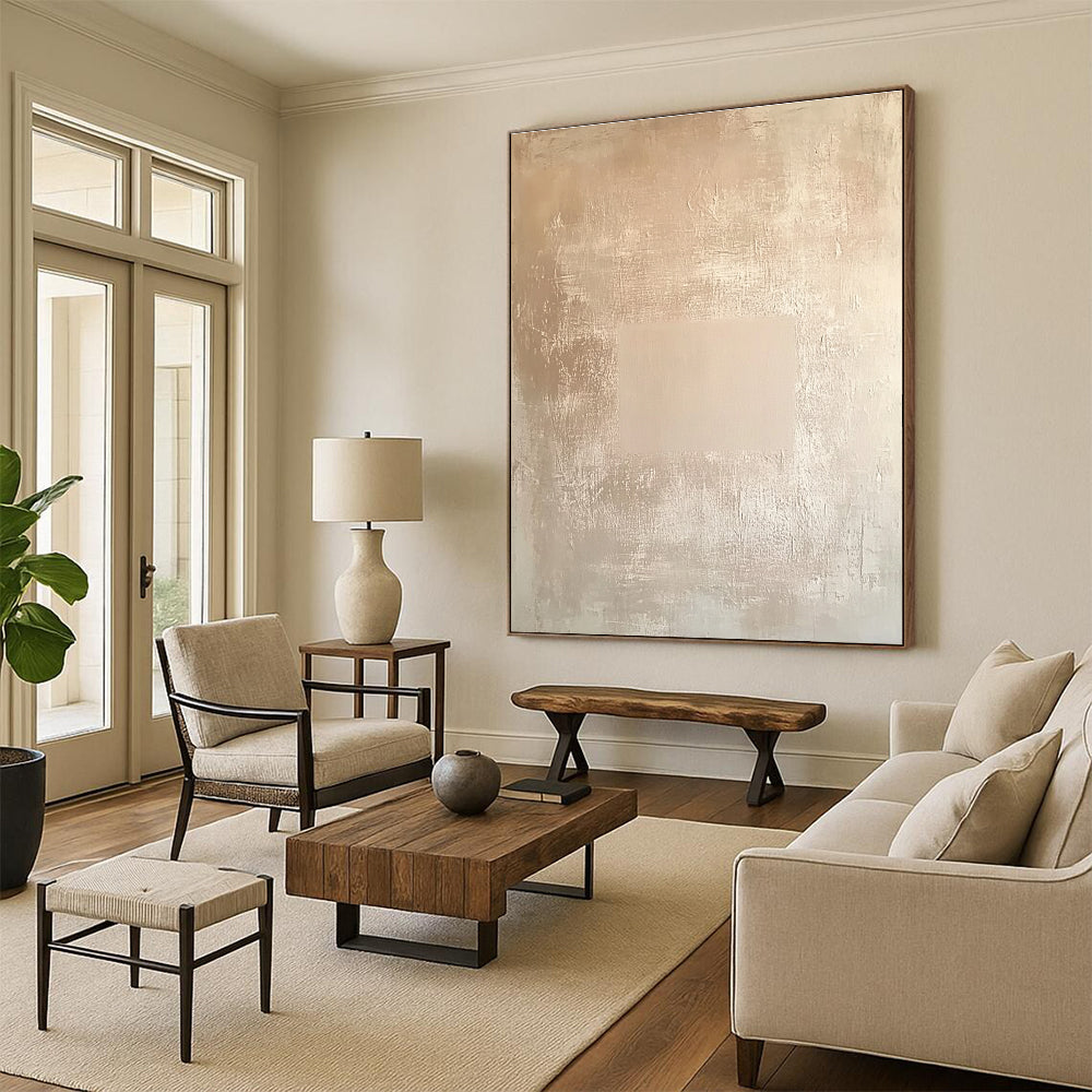 Beige Textured Minimalism Abstract Painting with Subtle Sophistication WINK085