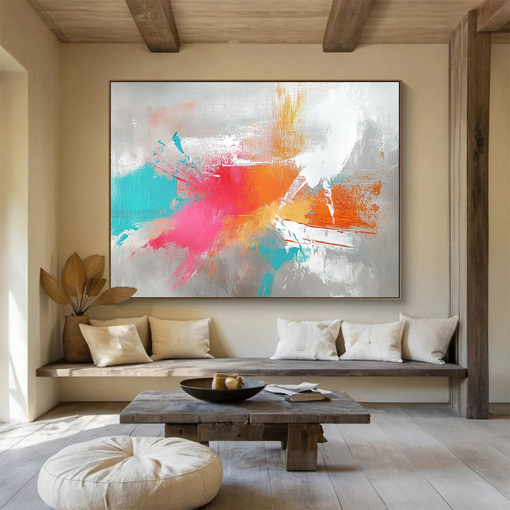 Gray Background Color Splash Abstract Painting ABS307