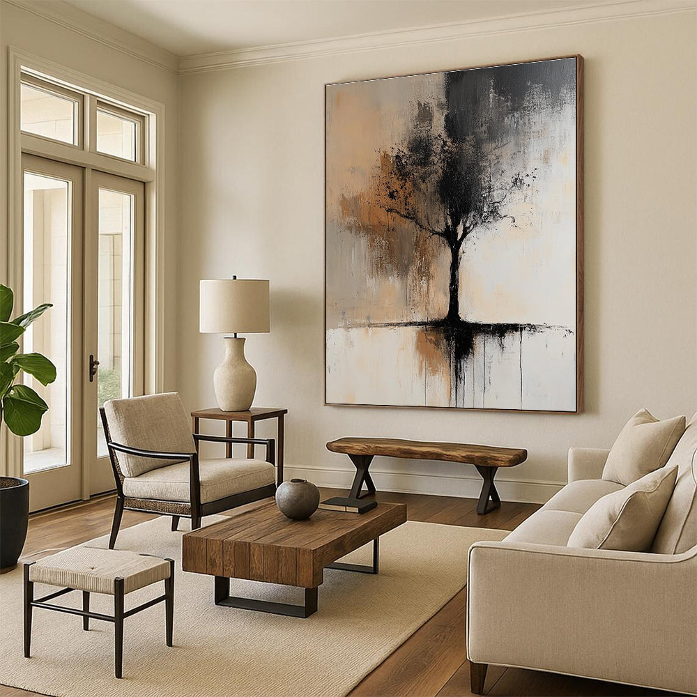 Black and Brown Tree Abstract Painting for Nature - Loving Studies GAB0978