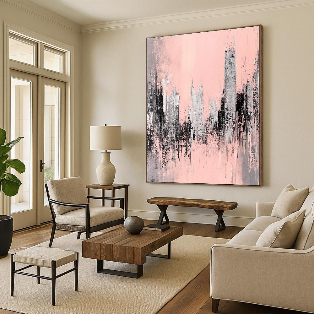 Pink Cityscape Abstract Painting for Contemporary Art Galleries GAB0793