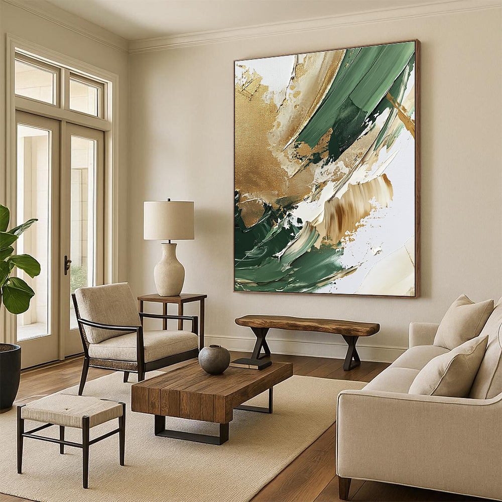Green Gold Abstract Textures Painting with Nature - Inspired Hues WINK647