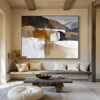 Earth - Toned Landscape Abstract Painting with Subtle, Textured Terrain ABS479