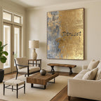 Gold and Gray “Dtruust” Abstract Painting of Inspirational Text GAB0136