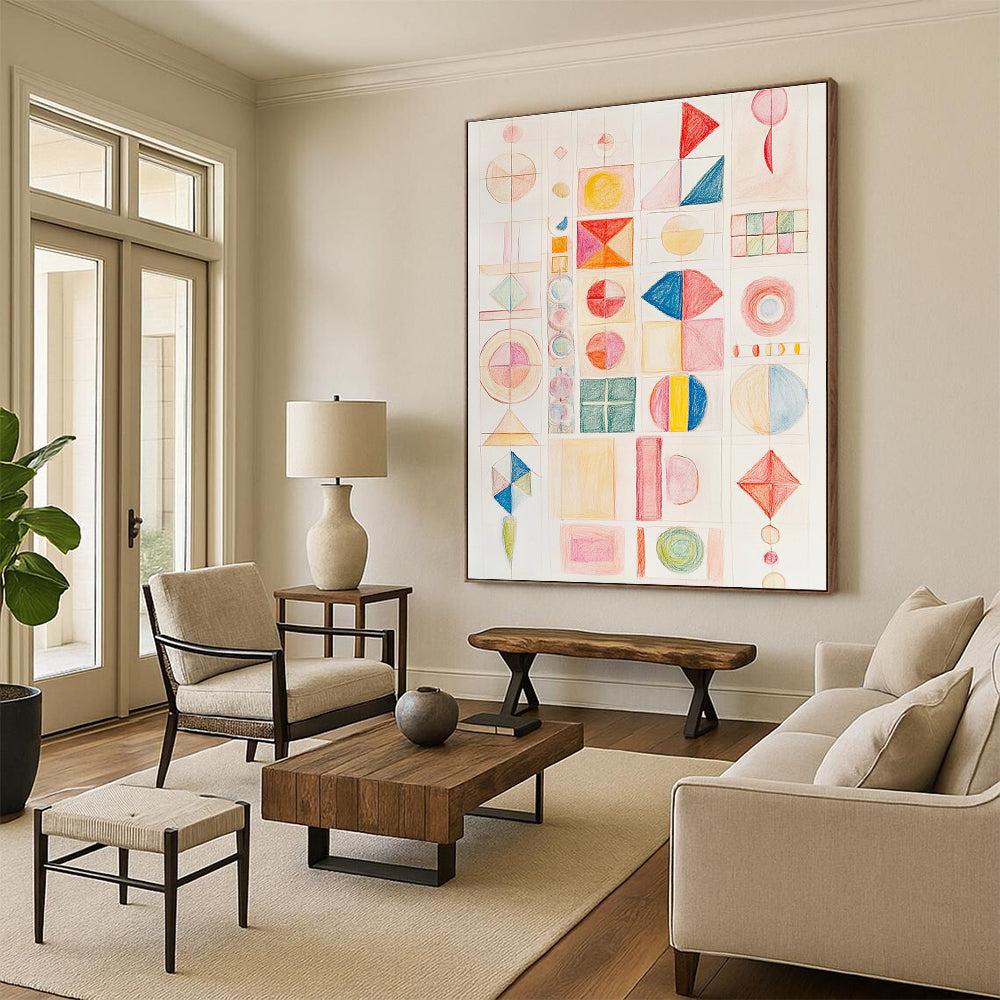 Colorful Geometric Grid Abstract Painting of Order and Color GAB0119
