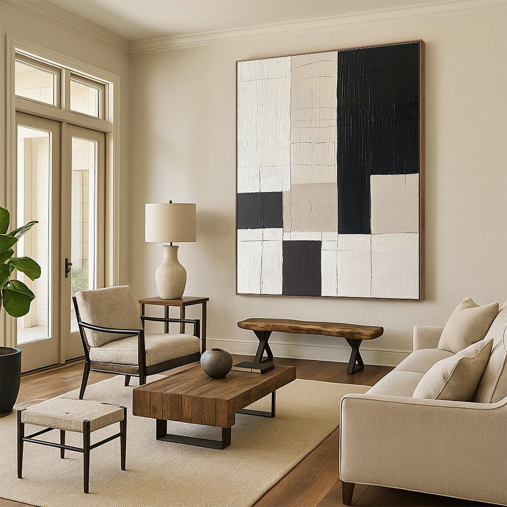 Grid - Pattern Abstract Painting with Textured Surfaces WINK852
